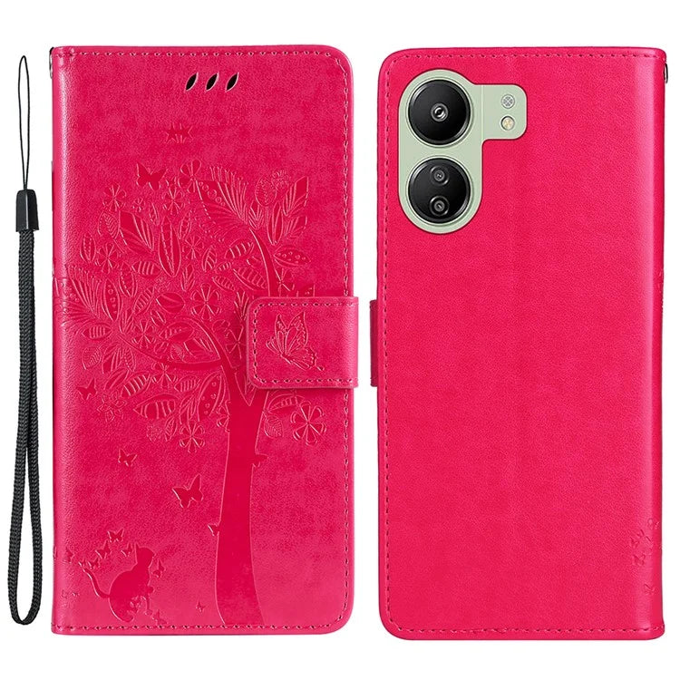 KT Imprinting Flower Series-3 for Xiaomi Redmi 13C 4G / Poco C65 4G Case Imprinted Wallet Phone Cover