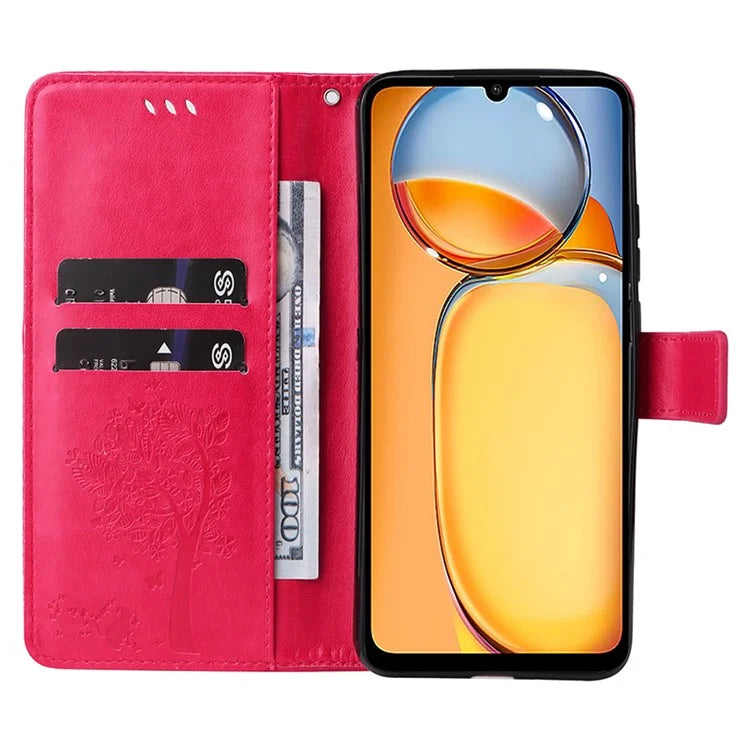 KT Imprinting Flower Series-3 for Xiaomi Redmi 13C 4G / Poco C65 4G Case Imprinted Wallet Phone Cover