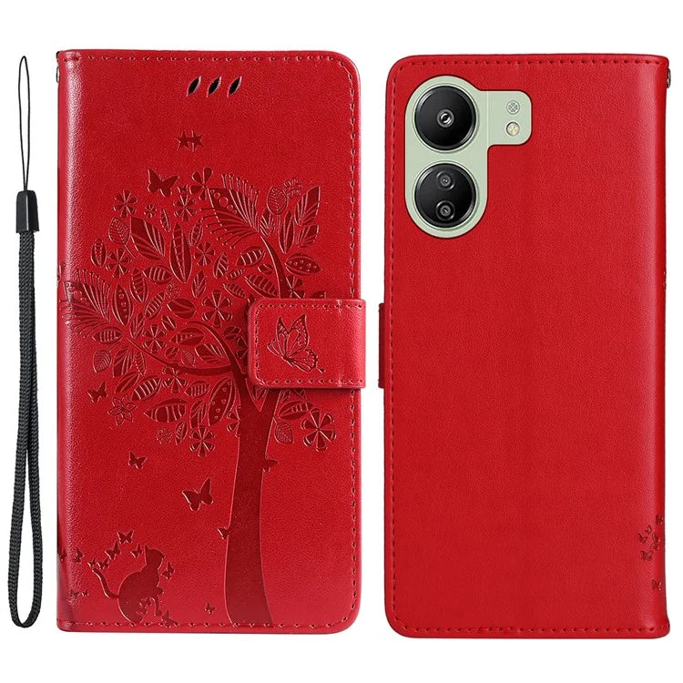 KT Imprinting Flower Series-3 for Xiaomi Redmi 13C 4G / Poco C65 4G Case Imprinted Wallet Phone Cover