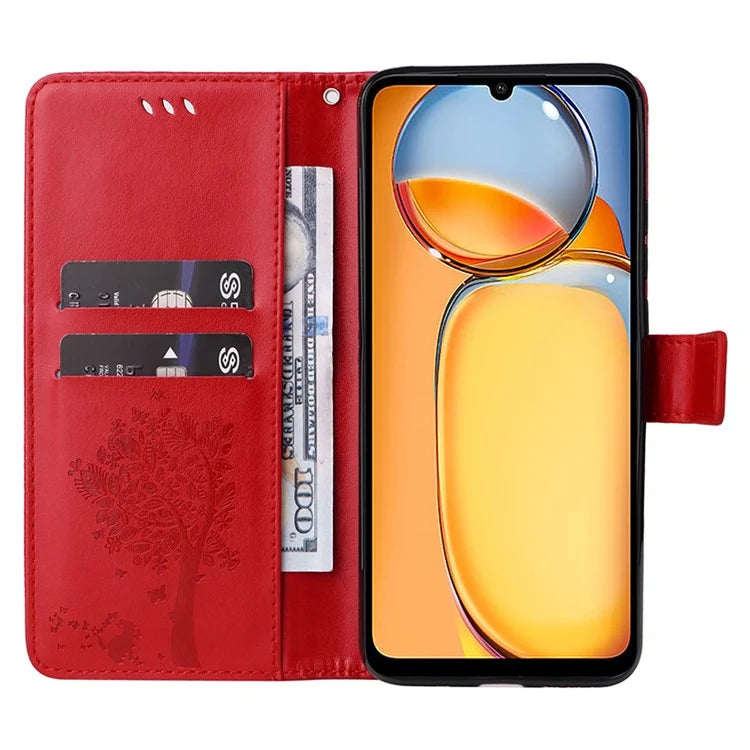 KT Imprinting Flower Series-3 for Xiaomi Redmi 13C 4G / Poco C65 4G Case Imprinted Wallet Phone Cover