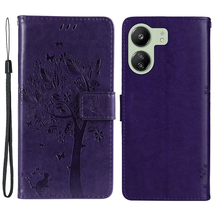 KT Imprinting Flower Series-3 for Xiaomi Redmi 13C 4G / Poco C65 4G Case Imprinted Wallet Phone Cover