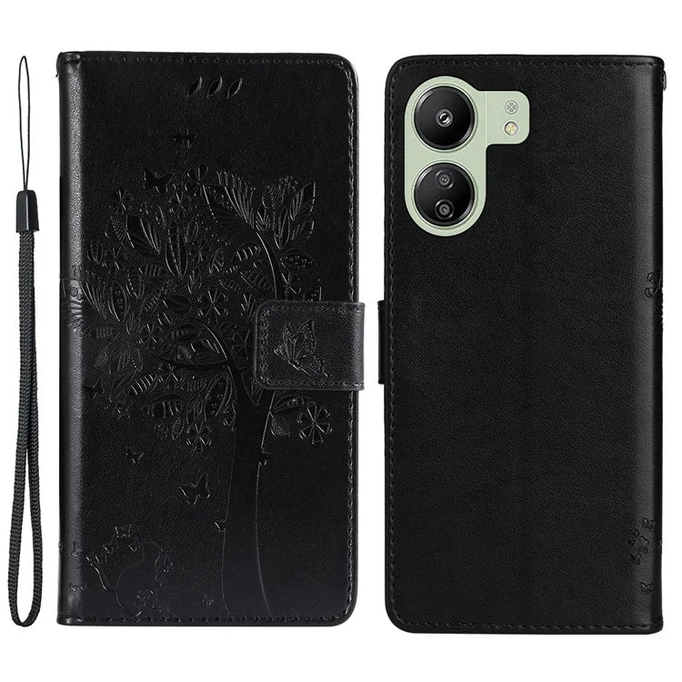 KT Imprinting Flower Series-3 for Xiaomi Redmi 13C 4G / Poco C65 4G Case Imprinted Wallet Phone Cover