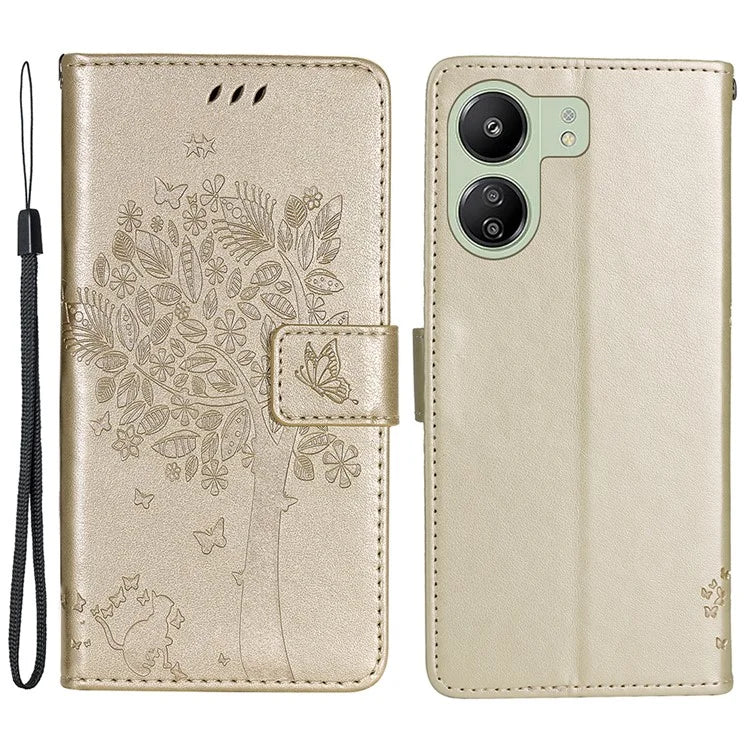 KT Imprinting Flower Series-3 for Xiaomi Redmi 13C 4G / Poco C65 4G Case Imprinted Wallet Phone Cover