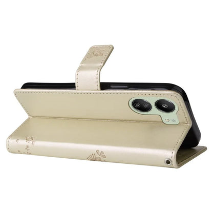 KT Imprinting Flower Series-3 for Xiaomi Redmi 13C 4G / Poco C65 4G Case Imprinted Wallet Phone Cover