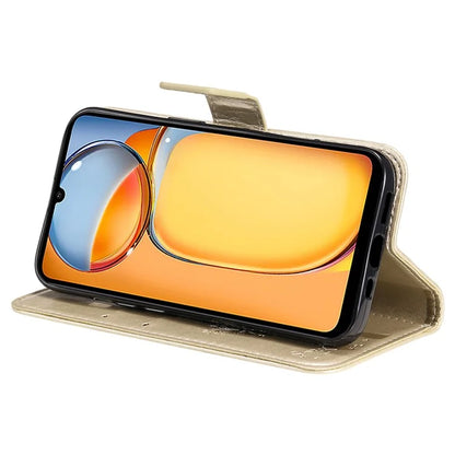 KT Imprinting Flower Series-3 for Xiaomi Redmi 13C 4G / Poco C65 4G Case Imprinted Wallet Phone Cover