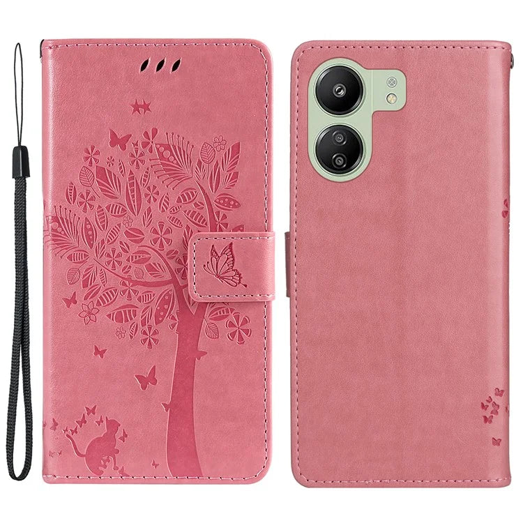 KT Imprinting Flower Series-3 for Xiaomi Redmi 13C 4G / Poco C65 4G Case Imprinted Wallet Phone Cover