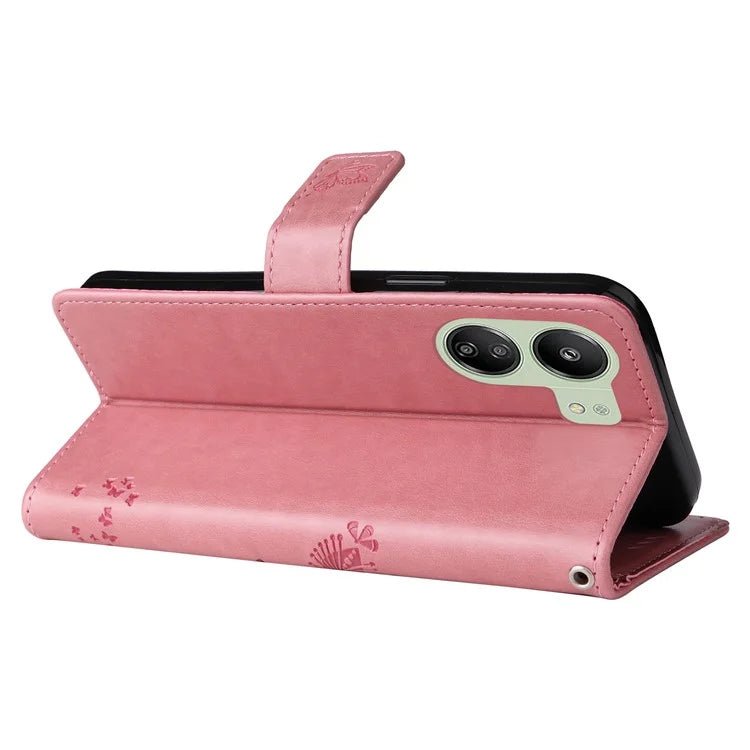 KT Imprinting Flower Series-3 for Xiaomi Redmi 13C 4G / Poco C65 4G Case Imprinted Wallet Phone Cover