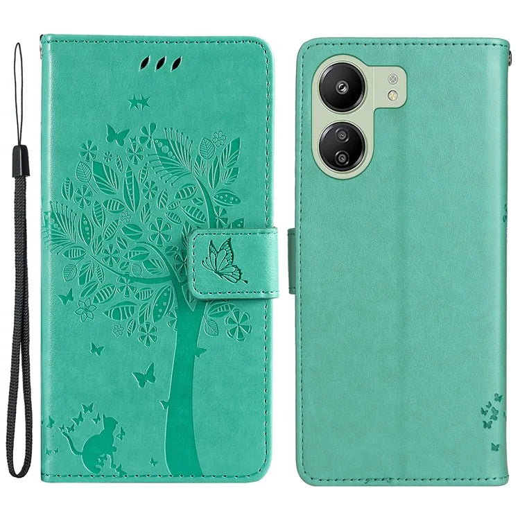 KT Imprinting Flower Series-3 for Xiaomi Redmi 13C 4G / Poco C65 4G Case Imprinted Wallet Phone Cover