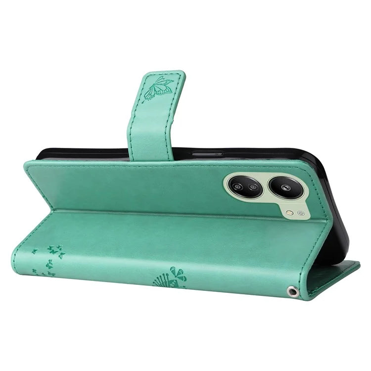 KT Imprinting Flower Series-3 for Xiaomi Redmi 13C 4G / Poco C65 4G Case Imprinted Wallet Phone Cover
