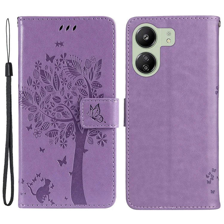KT Imprinting Flower Series-3 for Xiaomi Redmi 13C 4G / Poco C65 4G Case Imprinted Wallet Phone Cover