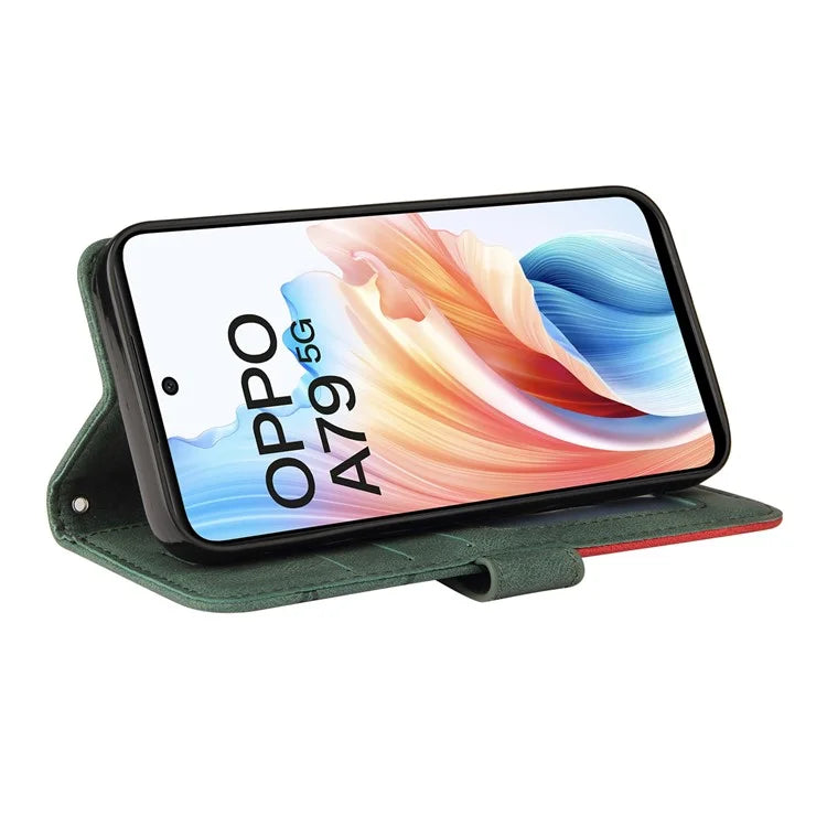 KT Leather Series-1 Phone Shell for Oppo A79 5G / A2 5G Case Splicing PU Leather Wallet Cover