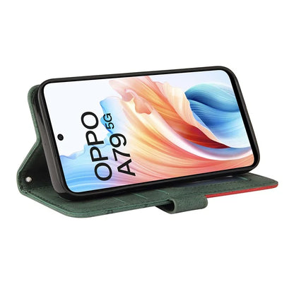 KT Leather Series-1 Phone Shell for Oppo A79 5G / A2 5G Case Splicing PU Leather Wallet Cover