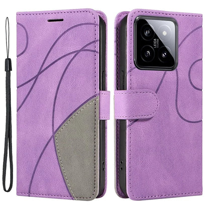 KT Leather Series-1 Phone Shell for Xiaomi 14 Case Splicing PU Leather Magnetic Clasp Cover