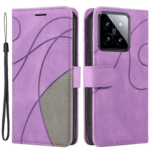 KT Leather Series-1 Phone Shell for Xiaomi 14 Case Splicing PU Leather Magnetic Clasp Cover