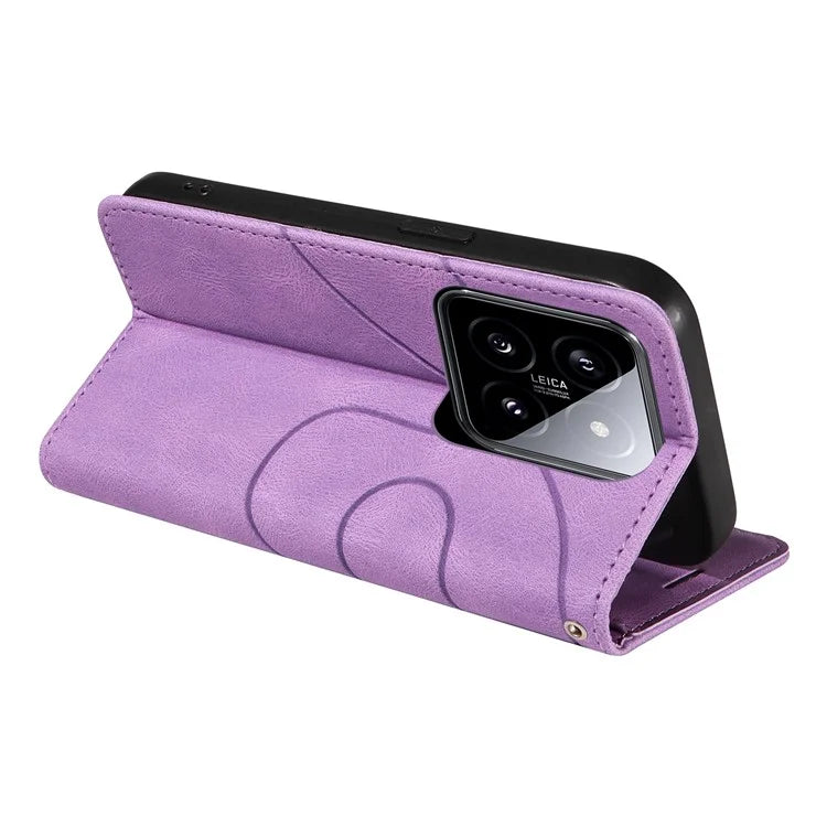 KT Leather Series-1 Phone Shell for Xiaomi 14 Case Splicing PU Leather Magnetic Clasp Cover