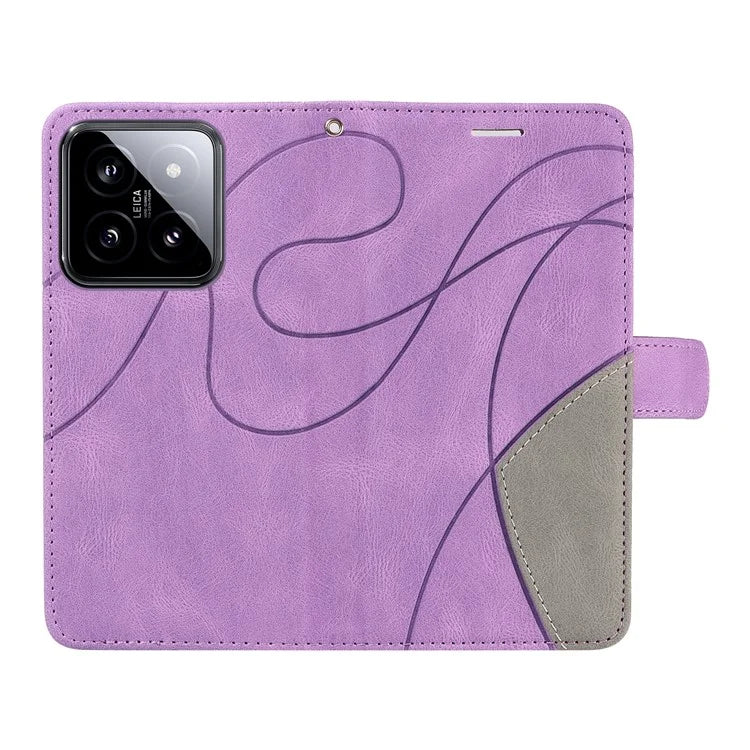 KT Leather Series-1 Phone Shell for Xiaomi 14 Case Splicing PU Leather Magnetic Clasp Cover