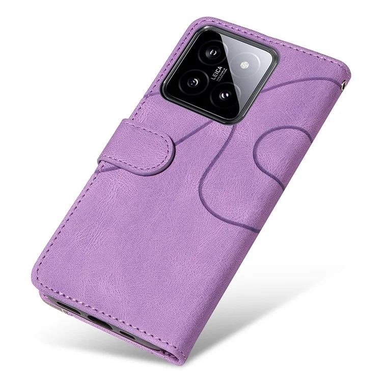 KT Leather Series-1 Phone Shell for Xiaomi 14 Case Splicing PU Leather Magnetic Clasp Cover
