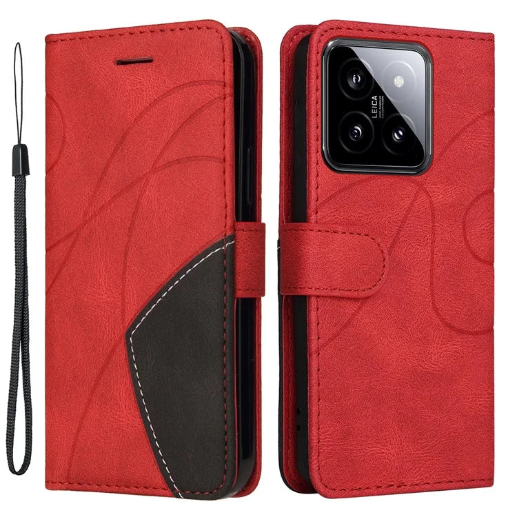 KT Leather Series-1 Phone Shell for Xiaomi 14 Case Splicing PU Leather Magnetic Clasp Cover