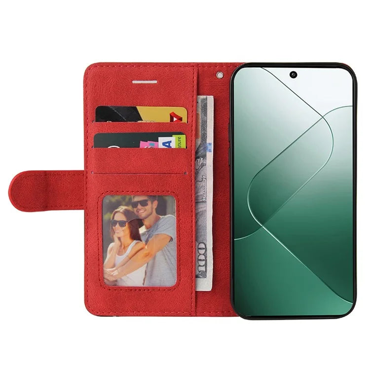 KT Leather Series-1 Phone Shell for Xiaomi 14 Case Splicing PU Leather Magnetic Clasp Cover