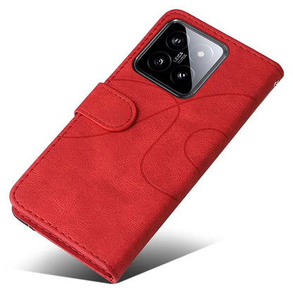 KT Leather Series-1 Phone Shell for Xiaomi 14 Case Splicing PU Leather Magnetic Clasp Cover