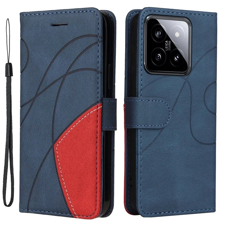 KT Leather Series-1 Phone Shell for Xiaomi 14 Case Splicing PU Leather Magnetic Clasp Cover