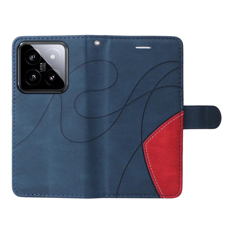 KT Leather Series-1 Phone Shell for Xiaomi 14 Case Splicing PU Leather Magnetic Clasp Cover