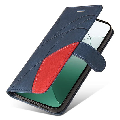 KT Leather Series-1 Phone Shell for Xiaomi 14 Case Splicing PU Leather Magnetic Clasp Cover