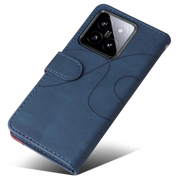 KT Leather Series-1 Phone Shell for Xiaomi 14 Case Splicing PU Leather Magnetic Clasp Cover