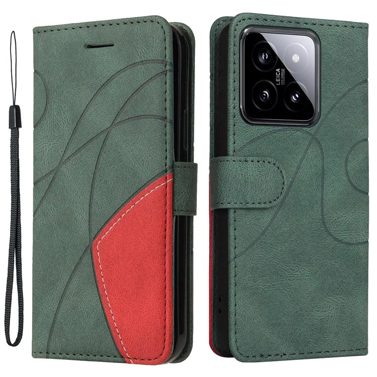 KT Leather Series-1 Phone Shell for Xiaomi 14 Case Splicing PU Leather Magnetic Clasp Cover