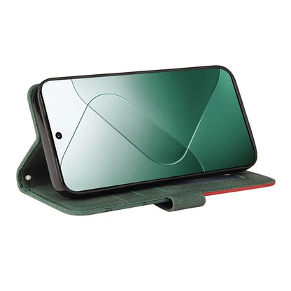 KT Leather Series-1 Phone Shell for Xiaomi 14 Case Splicing PU Leather Magnetic Clasp Cover