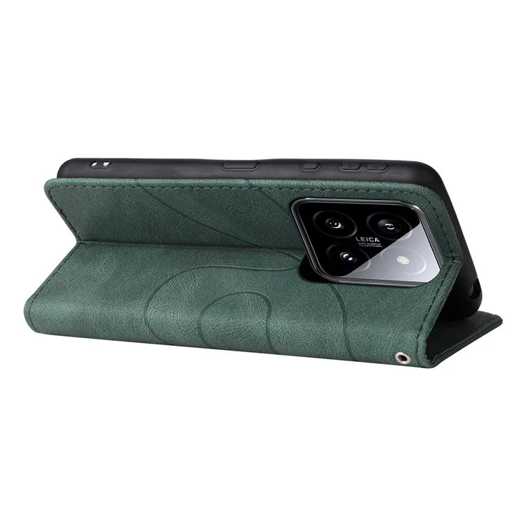 KT Leather Series-1 Phone Shell for Xiaomi 14 Case Splicing PU Leather Magnetic Clasp Cover