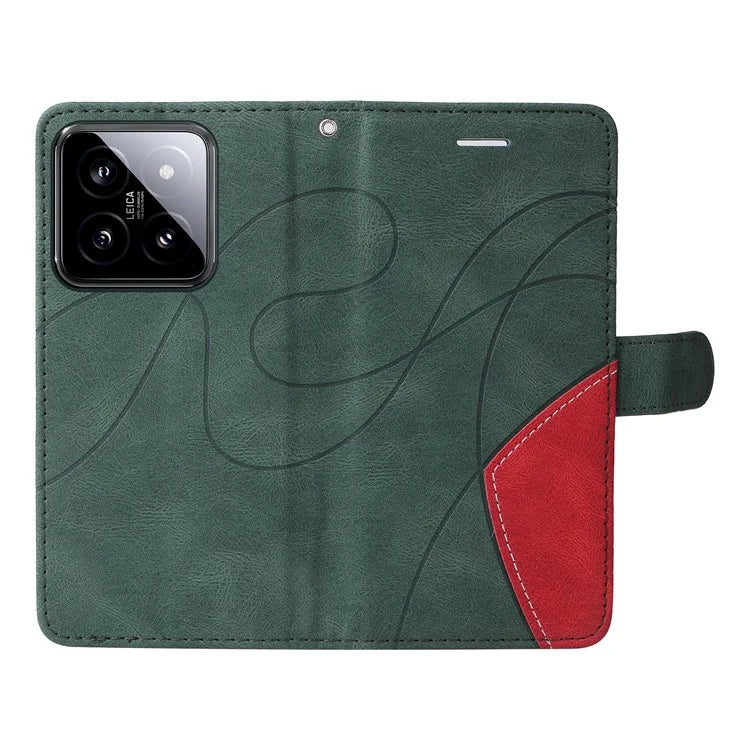 KT Leather Series-1 Phone Shell for Xiaomi 14 Case Splicing PU Leather Magnetic Clasp Cover