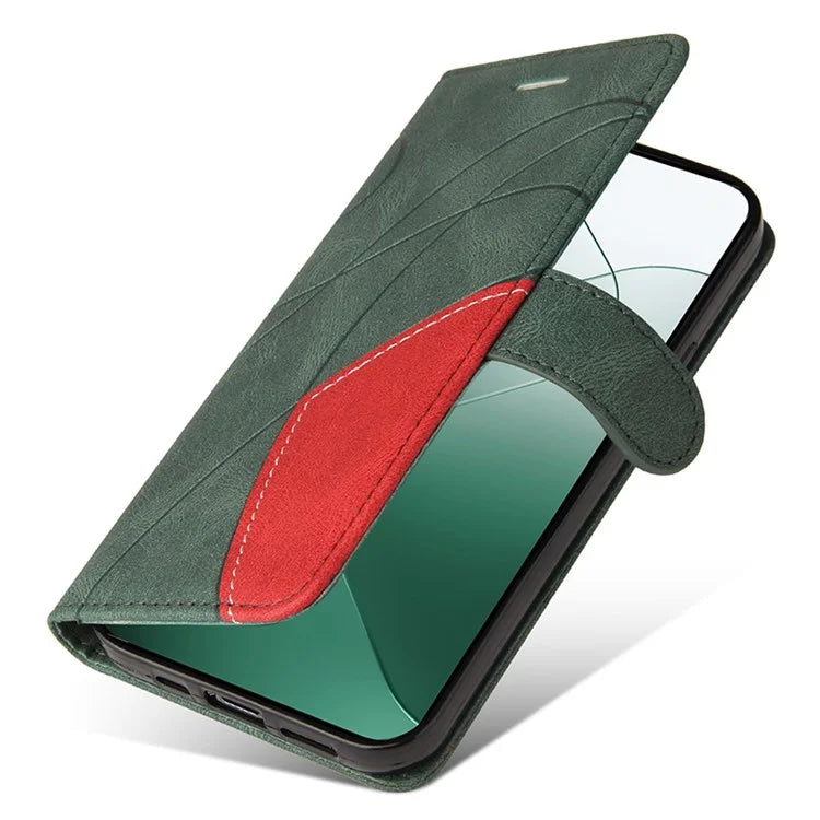 KT Leather Series-1 Phone Shell for Xiaomi 14 Case Splicing PU Leather Magnetic Clasp Cover