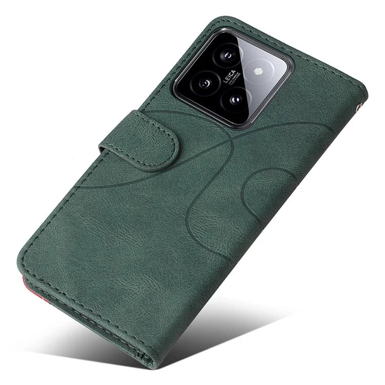 KT Leather Series-1 Phone Shell for Xiaomi 14 Case Splicing PU Leather Magnetic Clasp Cover