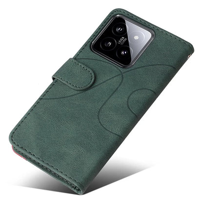 KT Leather Series-1 Phone Shell for Xiaomi 14 Case Splicing PU Leather Magnetic Clasp Cover