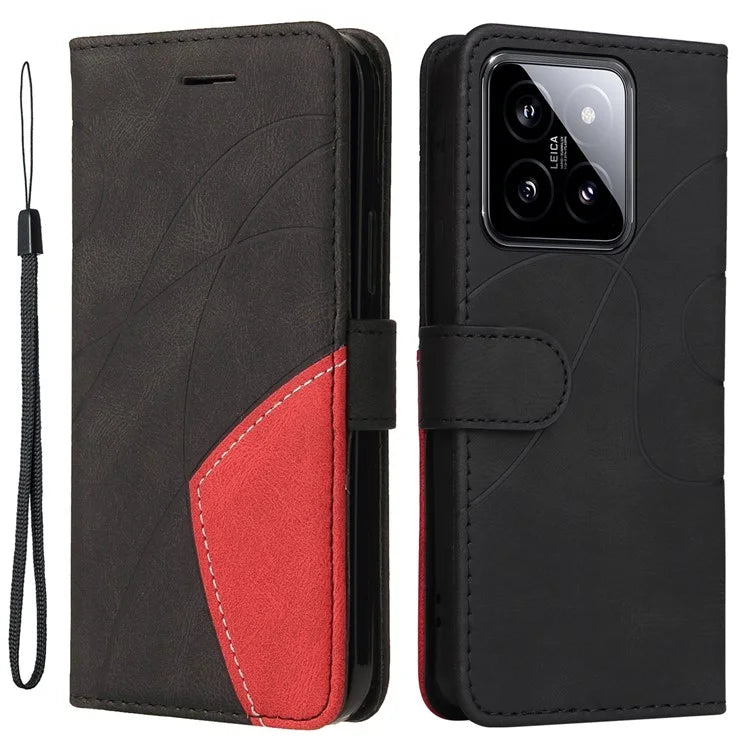 KT Leather Series-1 Phone Shell for Xiaomi 14 Case Splicing PU Leather Magnetic Clasp Cover