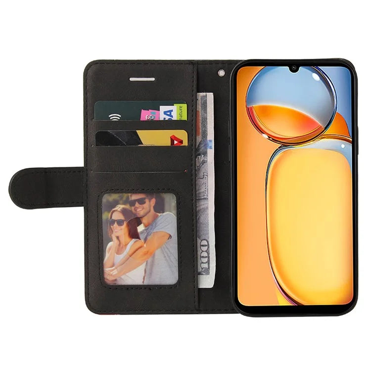 KT Leather Series-1 For Xiaomi Redmi 13C 4G / Poco C65 4G Case Splicing PU Leather Anti-fall Phone Cover