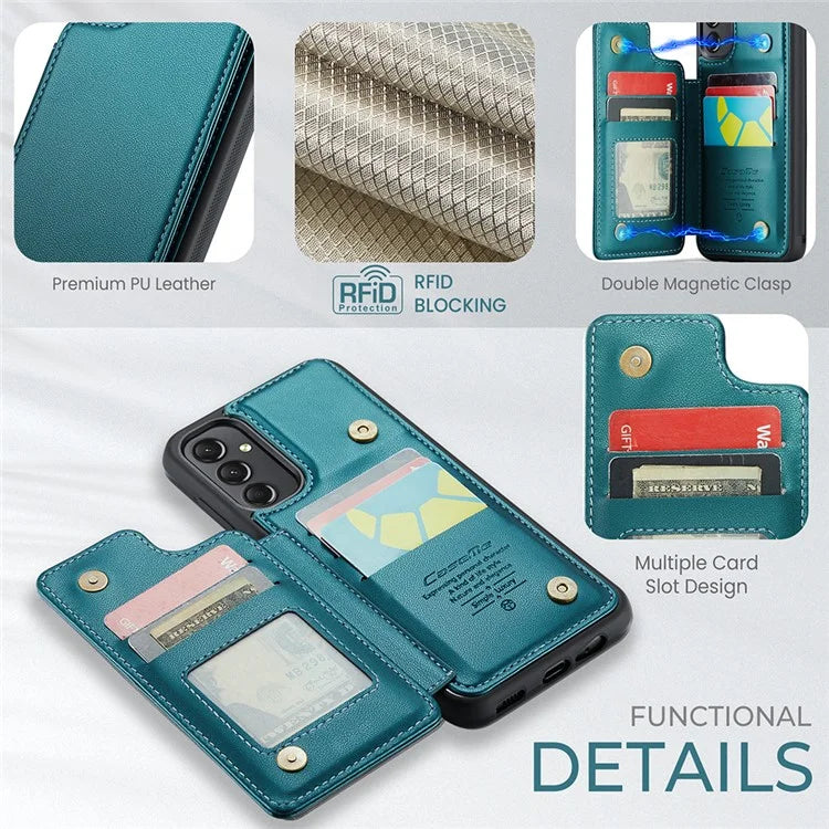 CASEME C22 Series For Samsung Galaxy A24 4G (162.1 x 77.6 x 8.3mm) Phone Case RFID Blocking PU Leather Cover