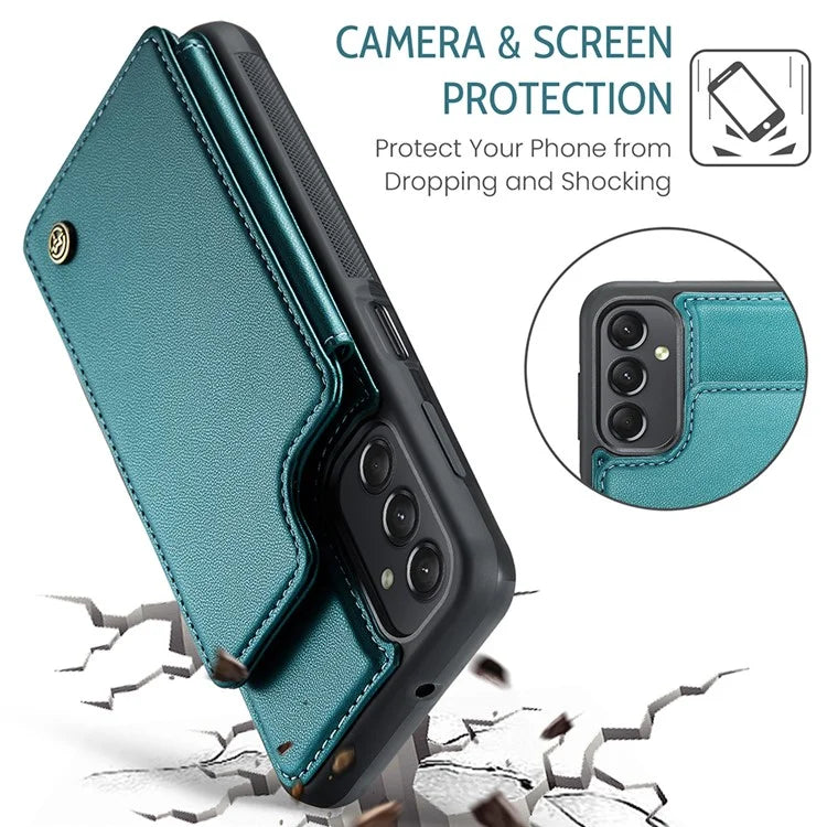 CASEME C22 Series For Samsung Galaxy A24 4G (162.1 x 77.6 x 8.3mm) Phone Case RFID Blocking PU Leather Cover