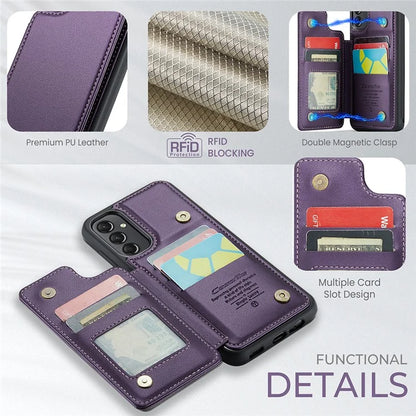 CASEME C22 Series For Samsung Galaxy A24 4G (162.1 x 77.6 x 8.3mm) Phone Case RFID Blocking PU Leather Cover