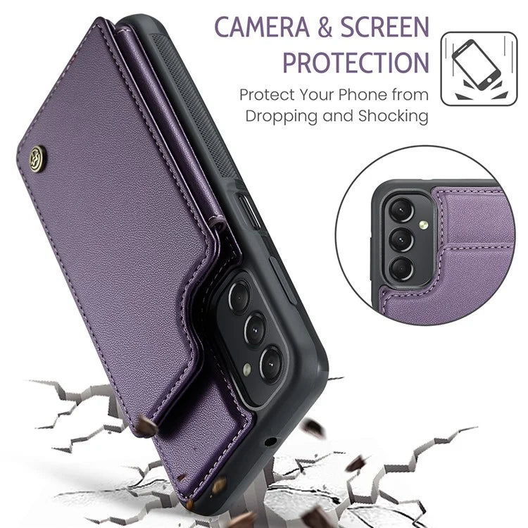 CASEME C22 Series For Samsung Galaxy A24 4G (162.1 x 77.6 x 8.3mm) Phone Case RFID Blocking PU Leather Cover