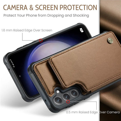 CASEME C22 Series for Samsung Galaxy S23 FE Case Litchi Texture RFID Blocking Kickstand Cover