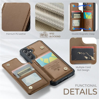 CASEME C22 Series for Samsung Galaxy S23 FE Case Litchi Texture RFID Blocking Kickstand Cover