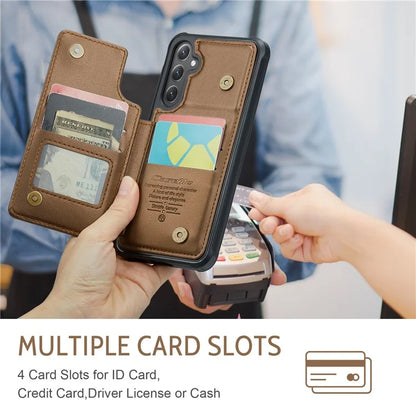 CASEME C22 Series for Samsung Galaxy S23 FE Case Litchi Texture RFID Blocking Kickstand Cover
