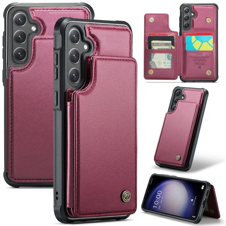 CASEME C22 Series for Samsung Galaxy S23 FE Case Litchi Texture RFID Blocking Kickstand Cover