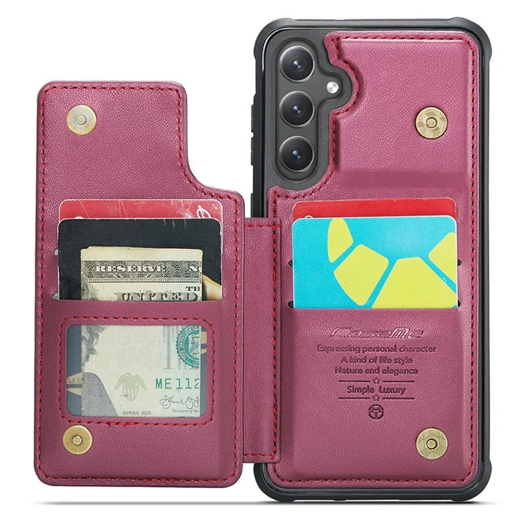 CASEME C22 Series for Samsung Galaxy S23 FE Case Litchi Texture RFID Blocking Kickstand Cover