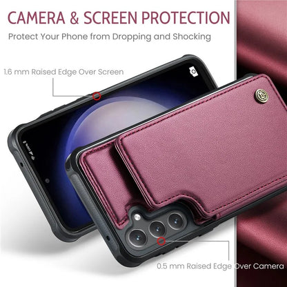 CASEME C22 Series for Samsung Galaxy S23 FE Case Litchi Texture RFID Blocking Kickstand Cover