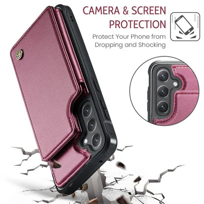 CASEME C22 Series for Samsung Galaxy S23 FE Case Litchi Texture RFID Blocking Kickstand Cover