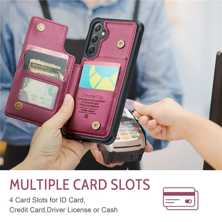 CASEME C22 Series for Samsung Galaxy S23 FE Case Litchi Texture RFID Blocking Kickstand Cover