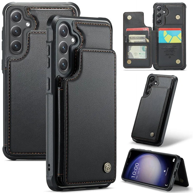 CASEME C22 Series for Samsung Galaxy S23 FE Case Litchi Texture RFID Blocking Kickstand Cover